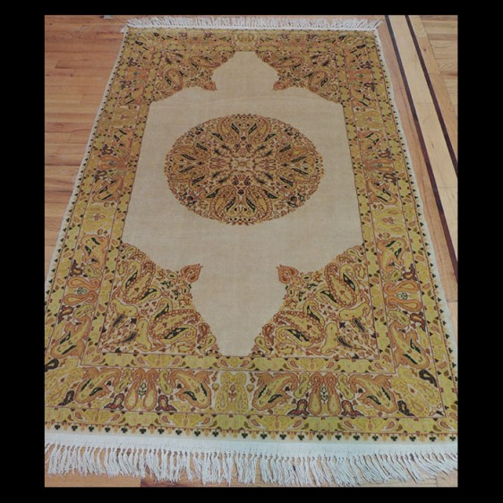Striking semi-antique Transitional Oriental Area Rug 4 x 6
