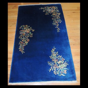 Dramatic small Antique Art Deco Chinese Oriental Area Rug 3 x 5