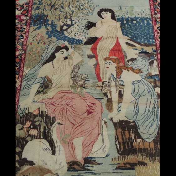 Extraordinary Antique Persian Kerman Oriental Pictorial Area Rug 4 x 6