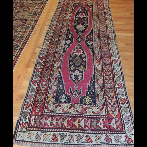 Lovely Antique Runner Russian Caucasian Kazak Design Rug 3 x 8