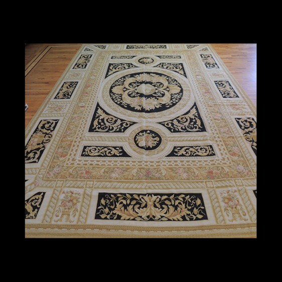 Bold Large French Aubusson Style Oriental Area Rug 10 x 14