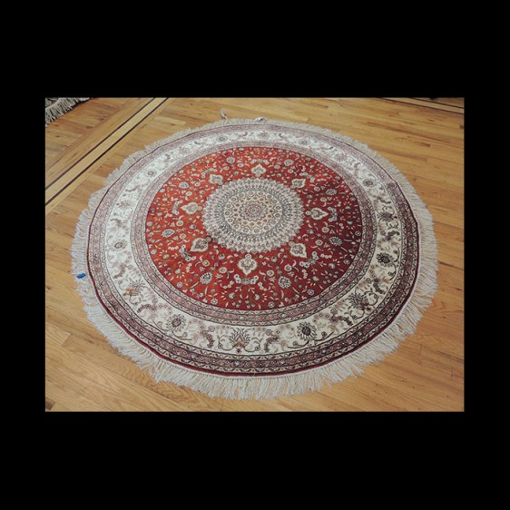 Outstanding Persian Kashan Silk Round Oriental Area Rug 6 x 6