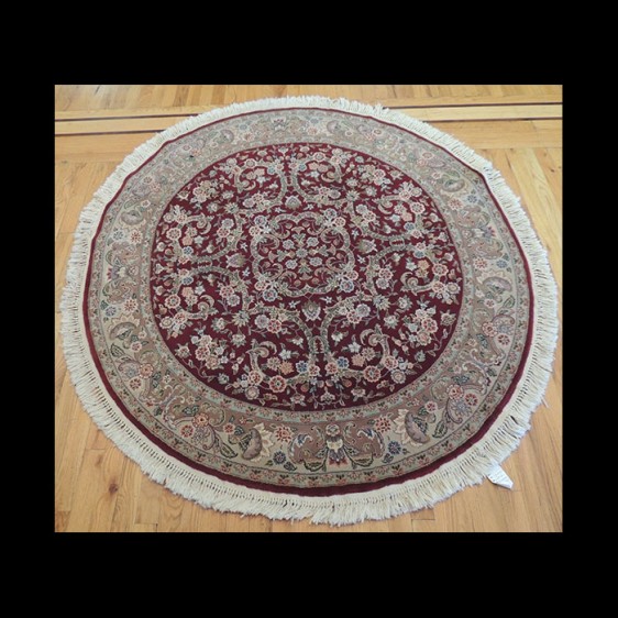 Gorgeous Persian Kashan Wool & Silk Round Oriental Area Rug 5 x 5
