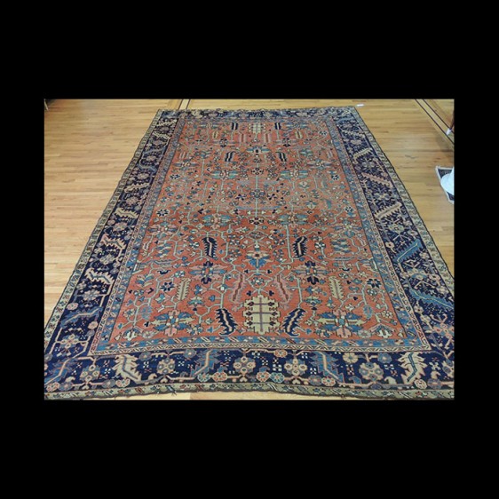 Placeholder Very RARE Color Antique Persian Heriz Serapi Rug 9 x 12