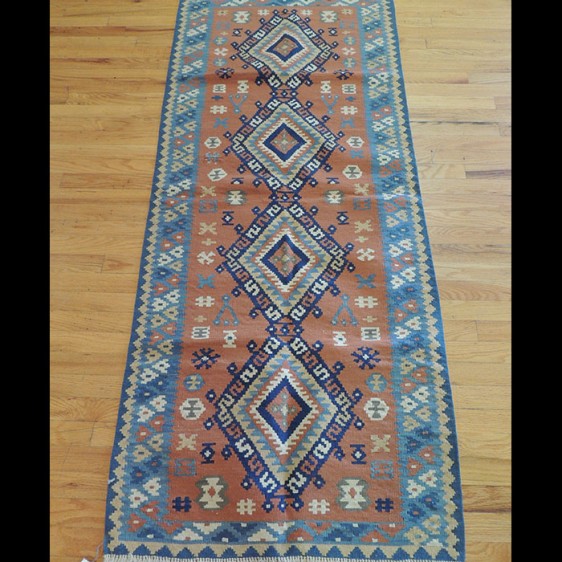 Colorful Turkish Kilim Reversible Wool Area Rug 3 x 6