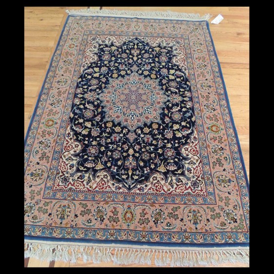 Outstanding Antique Persian Isfahan Rug wool & silk 3 x 5