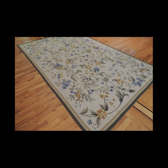 French Aubusson Needlepoint Oriental Area Rug 6 x 9