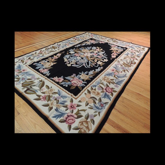 French Aubusson Needlepoint Oriental Area Rug 6 x 9